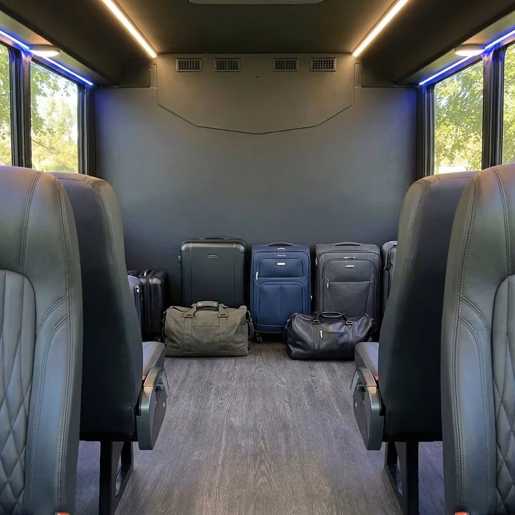 winter springs 20 passenger minibus luggage area