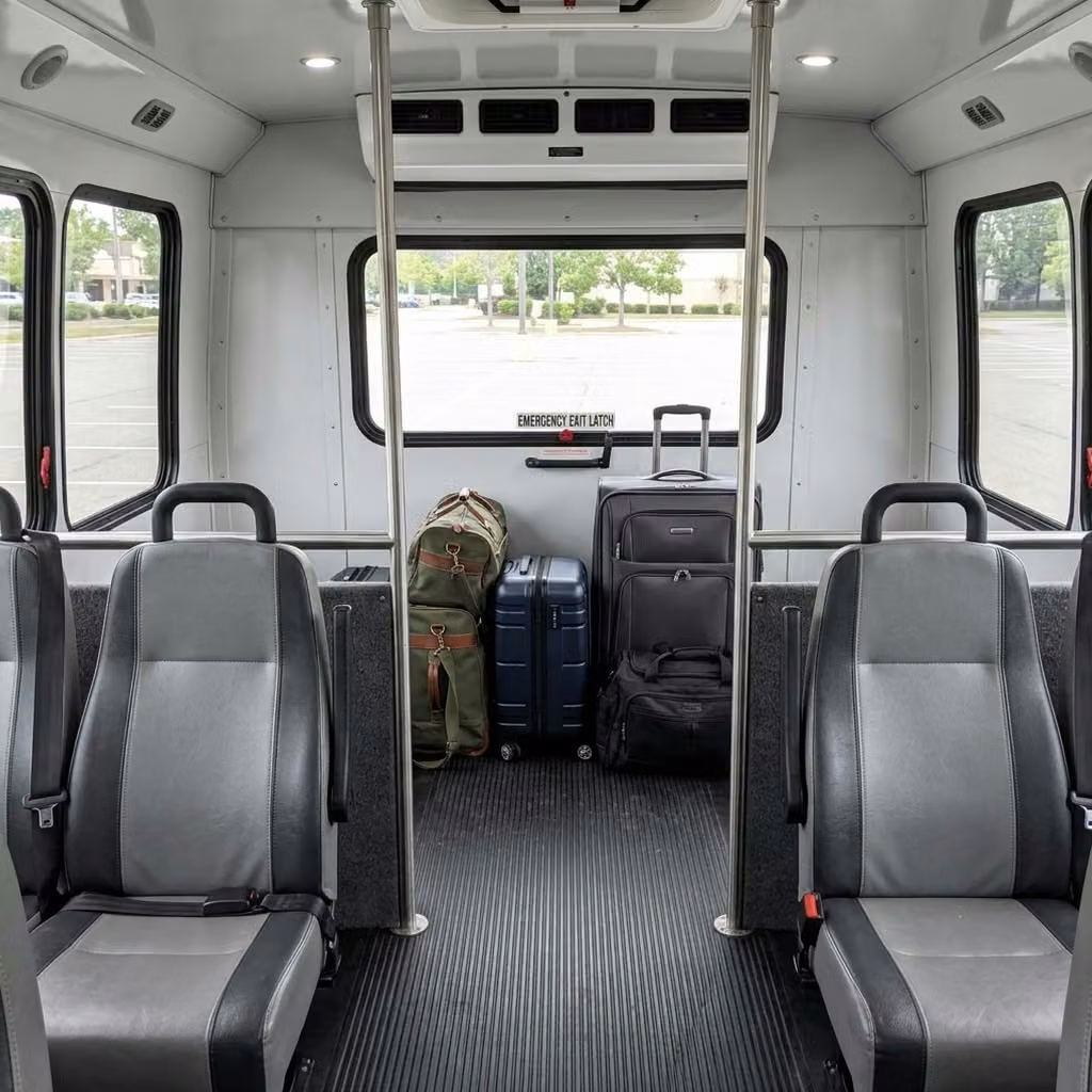 winter springs 28 passenger minibus luggage area