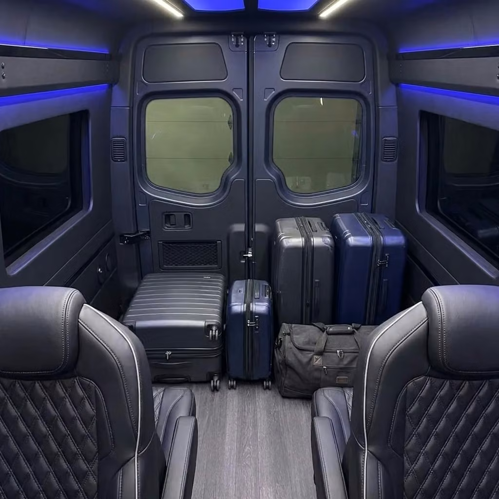 winter springs sprinter van rental with driver luggage area